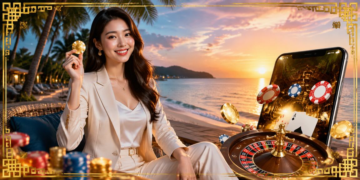 Người dùng trải nghiệm ae789 trên điện thoại tại bãi biển Phú Quốc